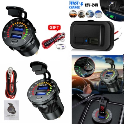 Wasserdicht Steckdose QC3.0 USB Ladegerät Buchse für Auto Motorrad KFZ 12V 24V