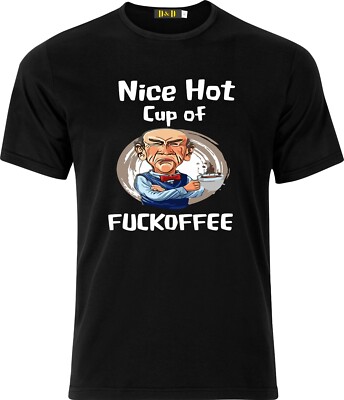Schöne heiße Tasse Fuckoffee volle Farbe D.T.F schwarz Baumwolle Erwachsene T-Shirt