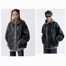 Aelfric Eden City Of Love Black Faux Leather Jacket Oversized Goth Unisex Size M