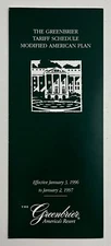 1997 Greenbrier Resort White Sulphur Springs WV Vintage Tariff Schedule Brochure
