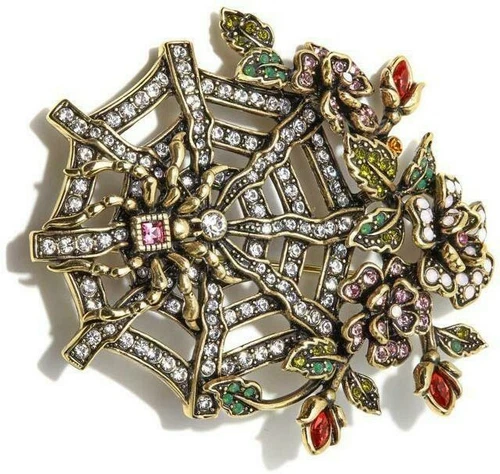 Heidi Daus Captured In Beauty Halloween Spider Crystal Pin BEAUTIFUL SWAROVSKI!! - Picture 2 of 3