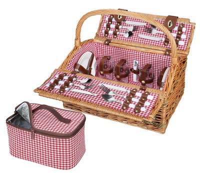 Picknickkorb für 4 Personen Kühlfach Teller Gläser Besteck Cilio RIVOLI 156805