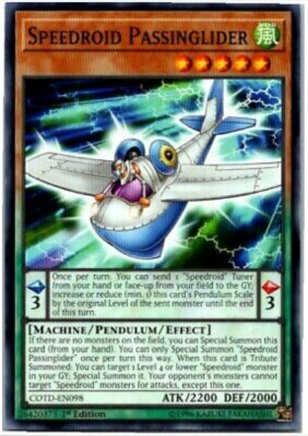 Yu-Gi-Oh! Speedroid Passinglider - COTD-EN098 - Common - 1st Edition Mint/NM X1