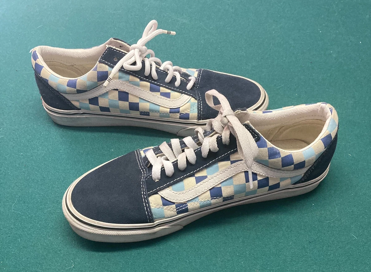 Old Skool Shoes 8.5 Men 10 Blue &amp; White Checkerboard Great Condi | eBay