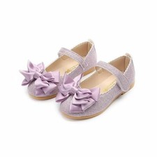 Girls Mary Jane Bows Round Toe Pumps Flats Children Princess Glitter Party Shoes