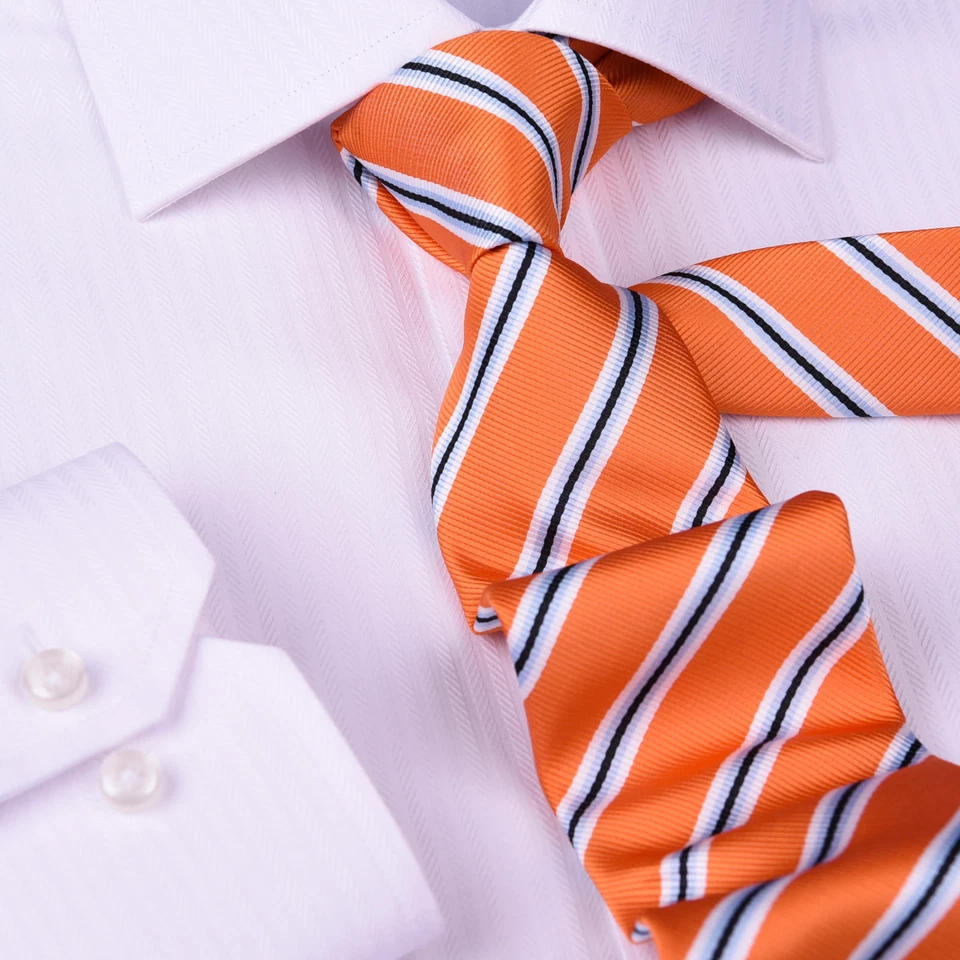 Corbata a rayas anaranjadas de 3" elegancia empresarial para ego formal profesional Foto 3 de 4