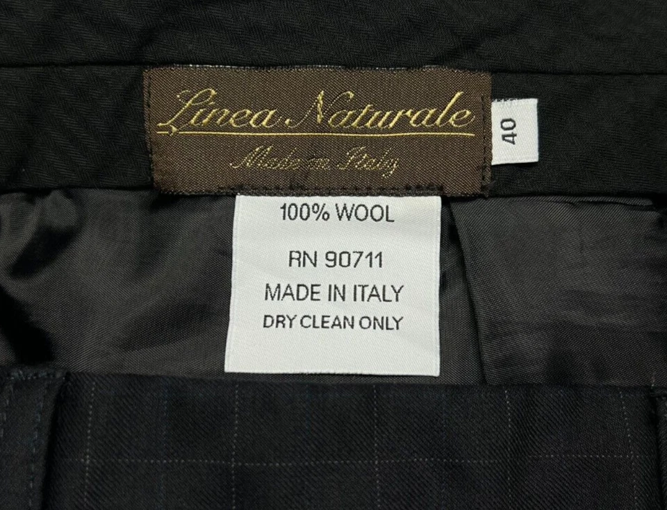 Linea Naturale 100% Wool Pleated Cuffed Plaid Dress Pants Men (38X27) Italy Made - Image 4 of 4