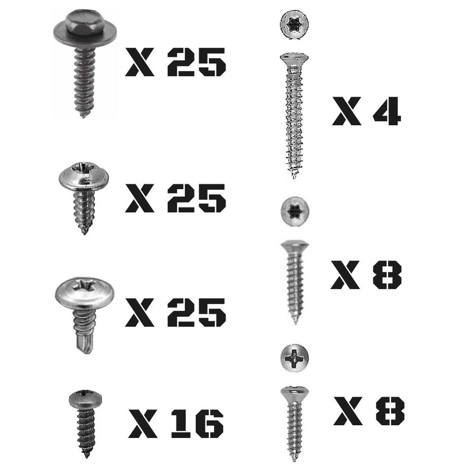 1955-2005 Ford Thunderbird Interior Exterior Molding Engine Bay Trim SCREW KIT - Image 2 of 2