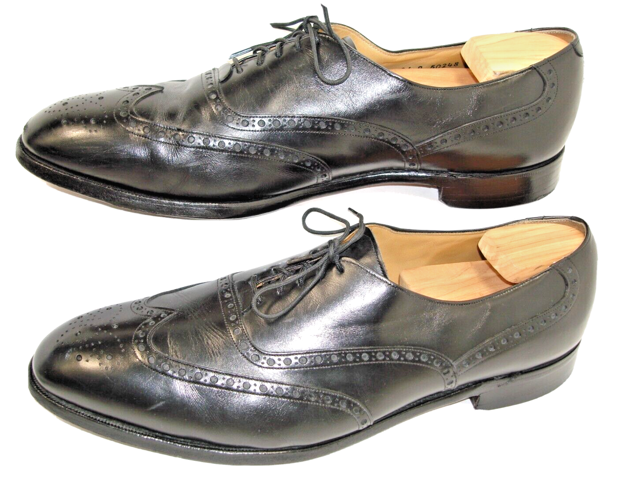 Men's 14 JOHNSTON & MURPHY Aristocraft Black Leather Full Brogue