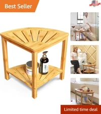 Sturdy Corner Shower Bench - 2-Tier Storage Shelf - Multi-functional Design