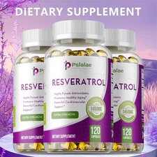 Resveratrol Capsules 1450mg - Natural Antioxidant, Anti Aging, Anti Inflammatory
