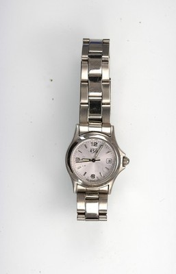 ESQ Uhr Damen Swiss Silber Edelstahl St Batterie Datum Weiß Quarz Wr