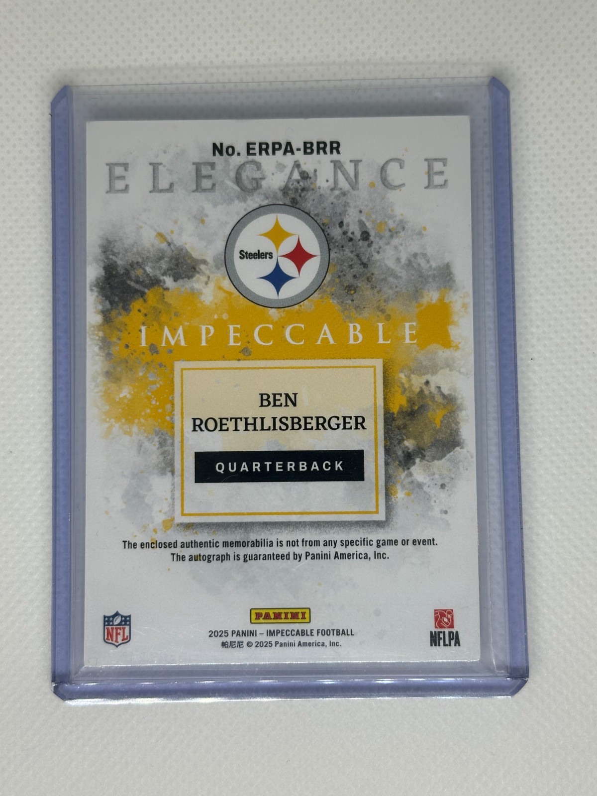 2025 Panini Immaculate Collection Ben Roethlisberger Patch Auto Gold /15 #ERPA-B view 2