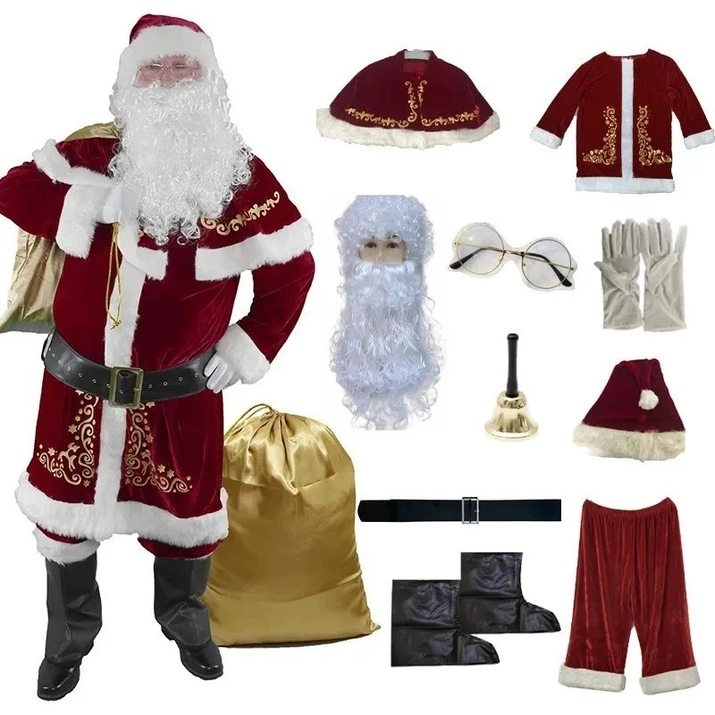 Plus Size Adult Men's Santa Claus Cosplay Costume M-6XL Stage Performance Clothi - Image 2 of 4
