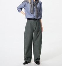 UNIQLO Jersey Barrel Leg Pants Leg Length 77cm Long DARK GREEN UNISEX