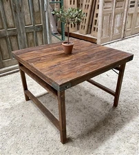 Rustic Square Table, Vintage Dining Room Table, Kitchen Island, Game Table, J