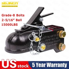 15000LBS Heavy Duty Adjustable Trailer Coupler 2-5/16" Ball Hitch Channel-Mount
