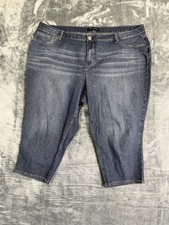 A3 Denim Women's Plus Size 24W Capri Jeans Mid-Wash Stretch Denim Button-Fly