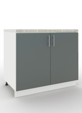 JD Greta Adjustable Kitchen Sink Unit 1000mm Cabinet – Grey Matt With Worktop