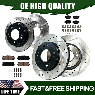 Front&Rear Drilled Rotors Ceramic Brake Pads for Lexus ES350 Toyota Camry Avalon