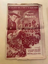 Two Guns and a Badge Pressbook 1954 Wayne Morris, Beverly Garland!
