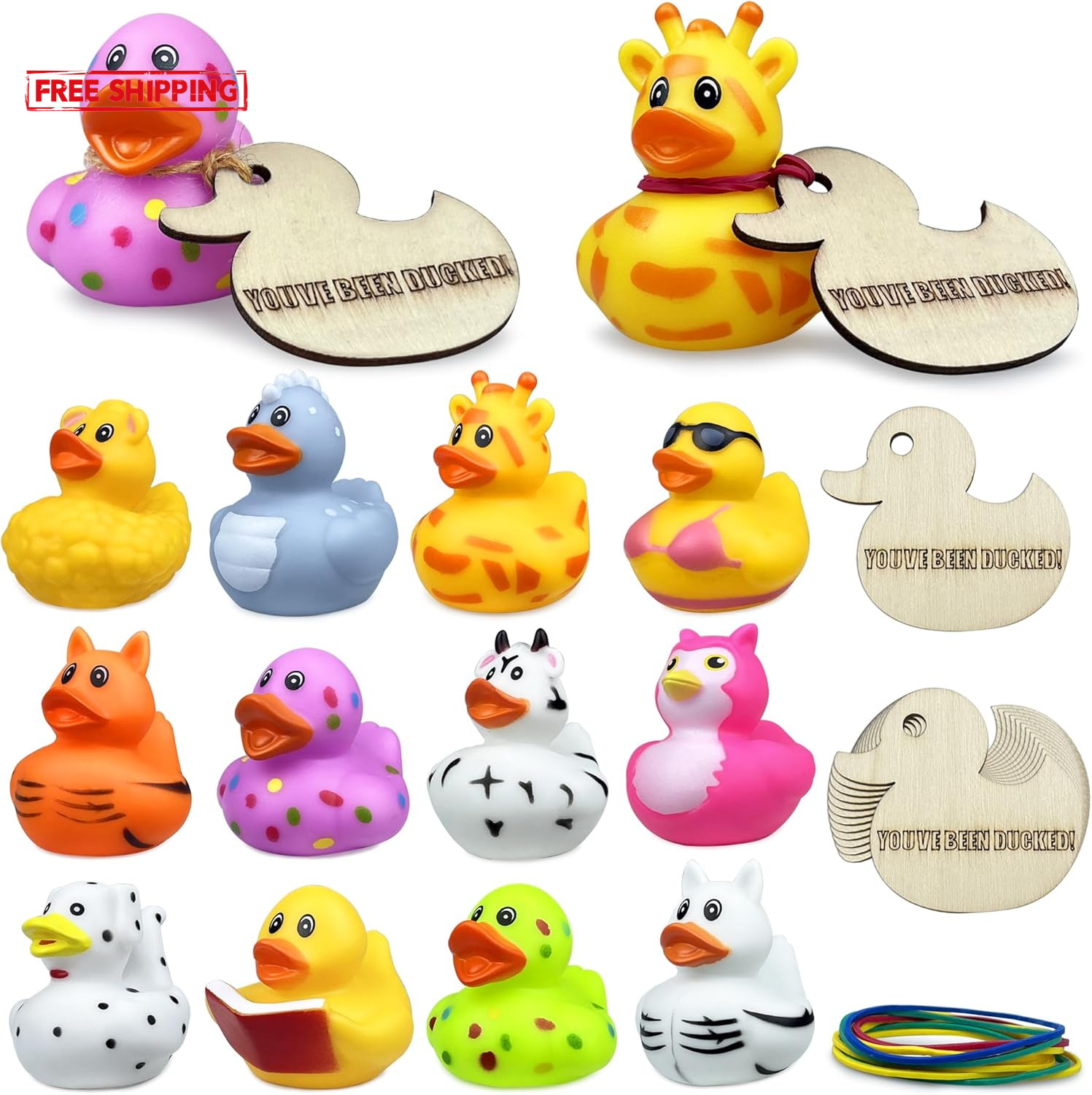 36 PCS Jeep Ducks for Ducking Tags You’Ve Been Ducked Woden Tags Assorted Rubbe