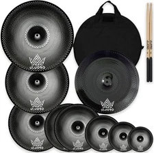 Low Volume Cymbal Pack, Silent Cymbals, Quiet Cymbals Set for Drummer black 