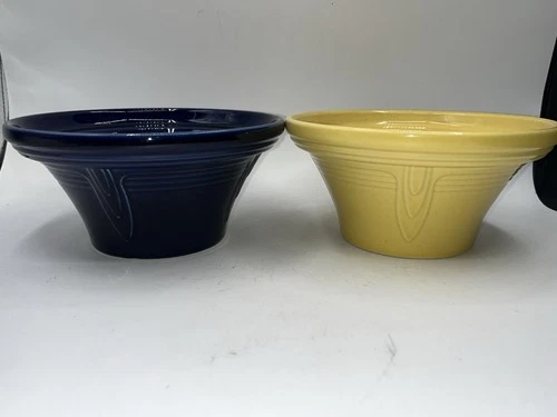 2 Fiestaware Sunflower Yellow & Blue Hostess Bowls Fiesta Homer Laughlin See Pic