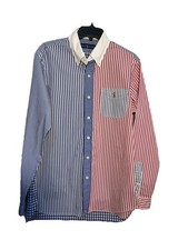 Ralph Lauren Stripes-Colorblock-Preppy Button Down Shirt M Medium