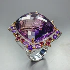 Handmade ring 85 ct+ Natural Amethyst Ring 925 Sterling Silver Size 7 /R471440