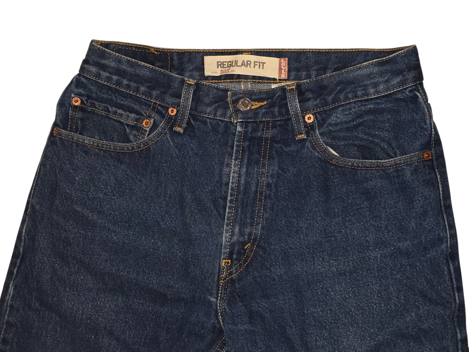 Levi's 505 Men's Regular Fit Blue Denim Jeans 32 x 34 Rare Blank Red Tag image 3