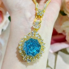 Sparkle Rose Cut 18mm Big Ocean Blue Topaz Ge...
