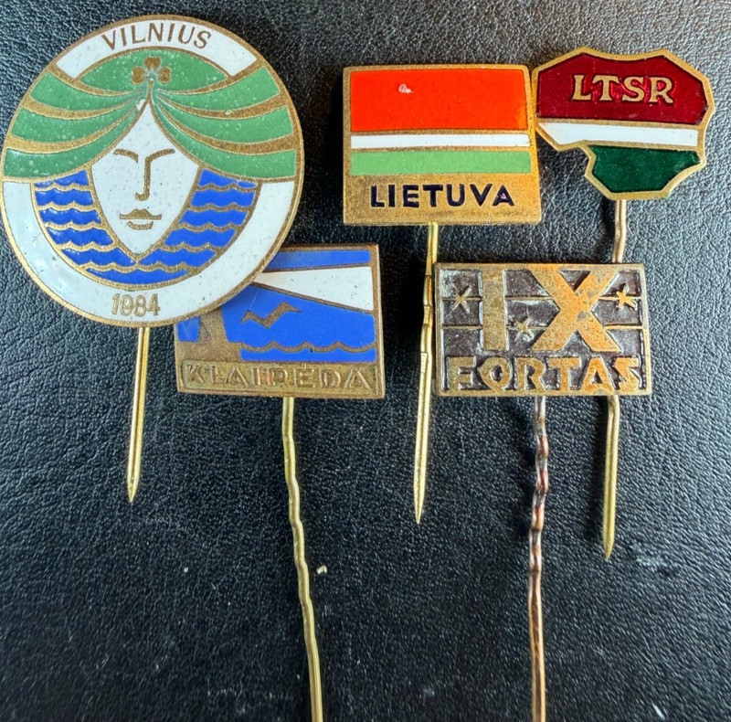 Vintage Lithuania Pin Badge Lot – Vilnius 1984 / IX Fortas / Klaipėda / LTSR