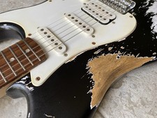 Stratocaster Black Nitro Heavy Relic Guitar-Squier By Fender