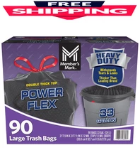 Member's Mark Power Flex 33-Gallon Large Trash Bags, 90 ct.