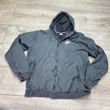 Nike Jacket Mens Large Black Windbreaker Hooded Full Zip Running AT5270-010