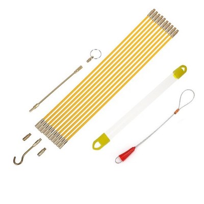 Komplettes 10-teiliges Fiberglas-Kabelzieher-Set mit gut sichtbarem Design
