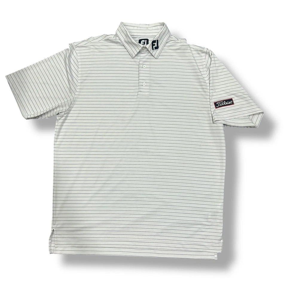 Titleist FootJoy FJ 高尔夫 Polo 衫男式大号条纹运动性能 — 第 2/4 张图片