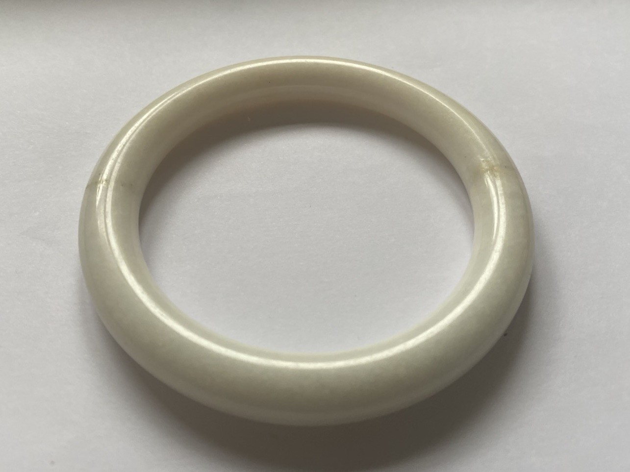 Solid White Jade Bangle - image 7