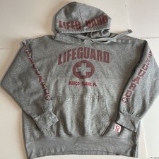 Lifeguard Marco Island Florida Grey Hoodie Size Large