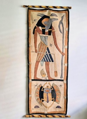 Handcrafted Egyptian Tapestry Wall Hanging with God Set & Scarab Tapestry