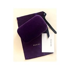 NEW Gucci Purple Velvet Hard Clamshell Eyeglass Sunglasses Case Pouch Card