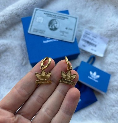 Balenciaga x Adidas Gold Trefoil Earrings Set - $675 USD - Brand