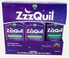ZzzQuil Nighttime Sleep-Aid Liquid, Berry, 12 fl. oz., 3 pk EXP 6/2026