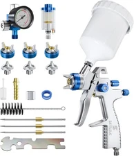 LVLP Air Spray Gun Premium Kit with 1.3/1.5/1.7mm Nozzle & Silver 
