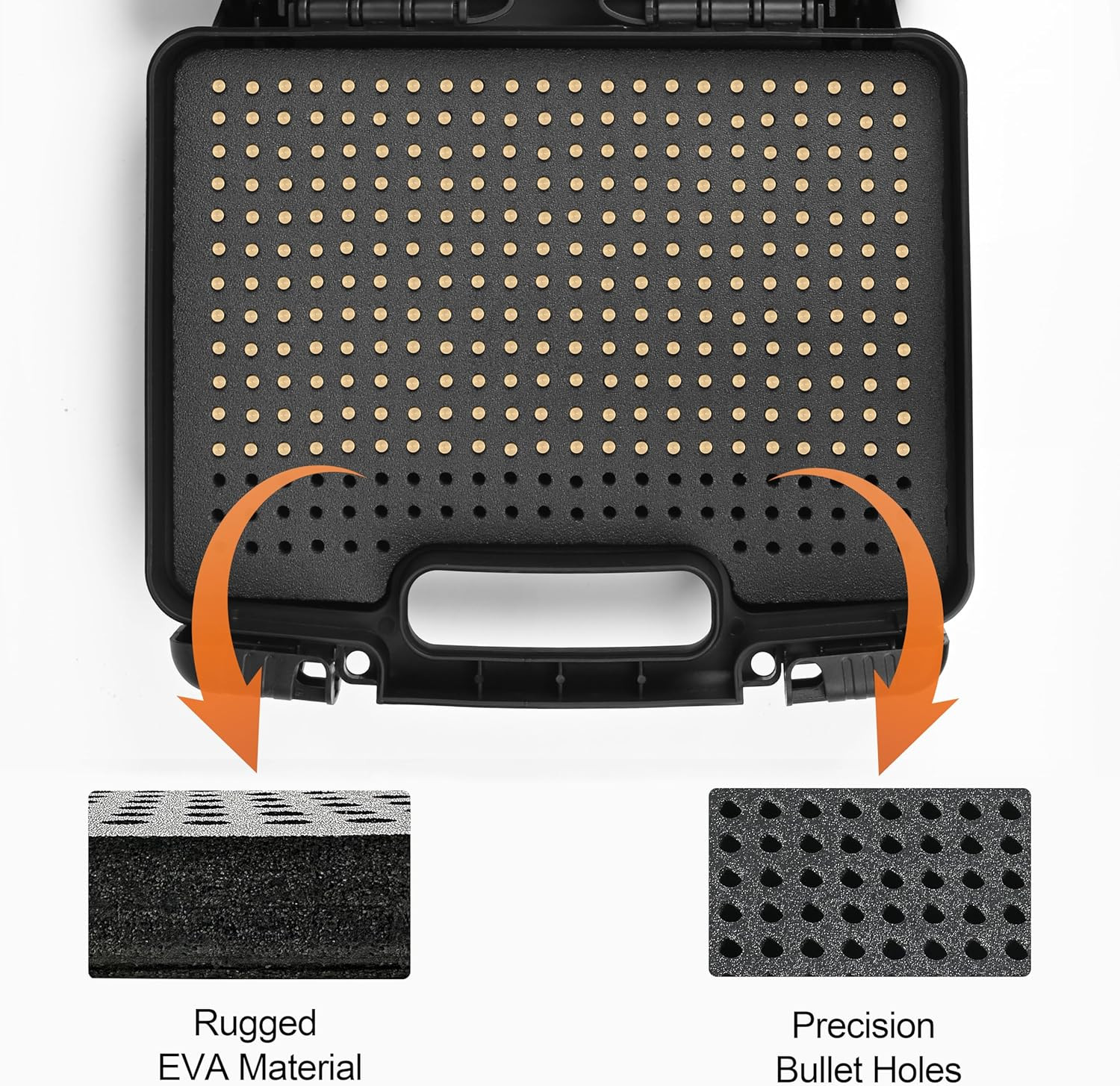 640 Rounds 22LR Ammo Case, Portable Hard Ammo Storage Box, Lockable Travel Bulle