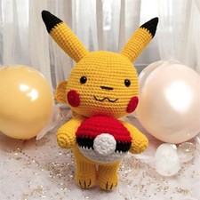Pok mon Pikachu Handmade Crochet Finished Doll. 12 Inches In Height
