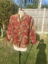 Indigo Moon Size M Cotton Blend Paisley Beaded Floral Jacket Tunic Style Red