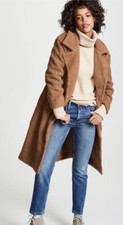 Express Faux Shearling Sherpa Teddy Coat Jacket Womens Medium Caramel Brown Nwt
