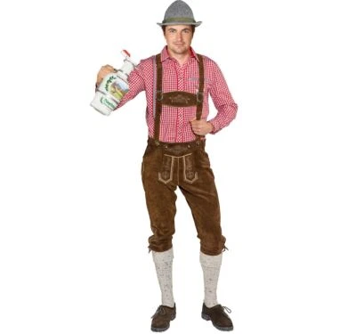 ORLOB KARNEVAL Lederhose braun echtes Leder für Herren Gr. 52-58 Tracht Oktoberfest